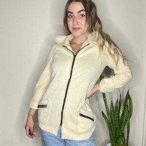 Vintage 90's Cream Knit Zipup Jacket. Vintage 90's Cream Knit Zipup Jacket (M)